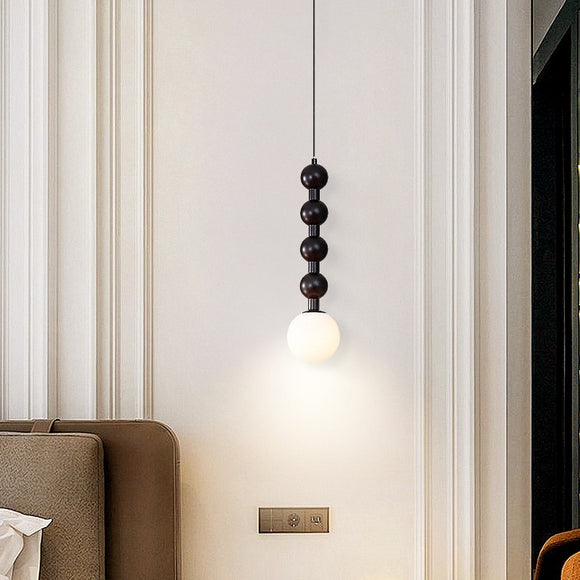 Wood Pendant Lighting Glass Ball Lamp