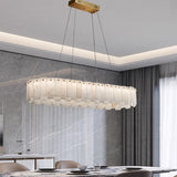 Modern Copper Alabaster Chandelier Ceiling Light Fixture Vintage Pendant Lighting