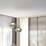 Morden LED Corrugation Cleat Glass Pendant Light Fixture