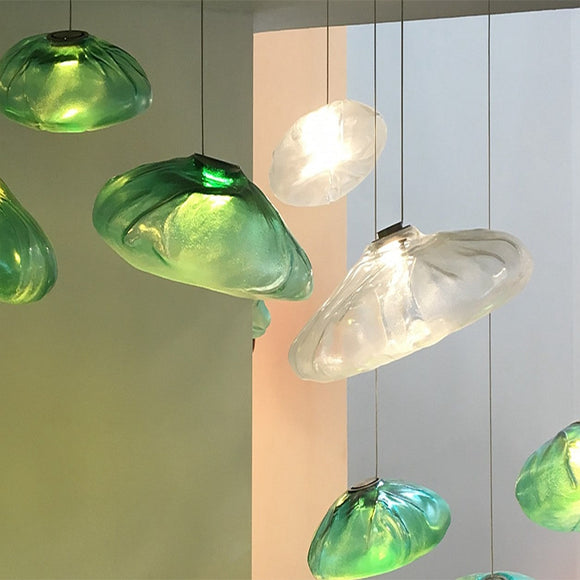 Fiberglass Clouds Minimalist Glass Pendant Light Lamp Simple Ceiling Hanging Lamp Fixture