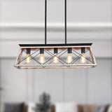 5-Light Square/Rectangle Pendant  Farmhouse Rustic Vintage Chandeliers Pendant Ceiling Light Fixture