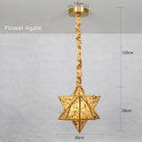 Artisan Starburst Mosaic Star Tiffany  Glass Pendant Lamp Pendant Fixture