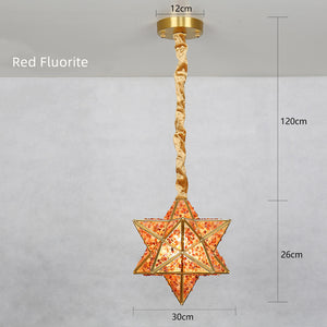 Artisan Starburst Mosaic Star Tiffany  Glass Pendant Lamp Pendant Fixture