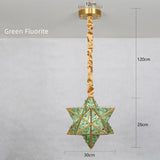 Artisan Starburst Mosaic Star Tiffany  Glass Pendant Lamp Pendant Fixture