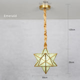 Artisan Starburst Mosaic Star Tiffany  Glass Pendant Lamp Pendant Fixture