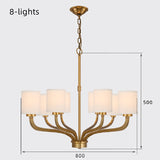 Custom Luxury Cosmopolitan Chandelier Pure Brass Pendant Lighting Fabric Lampshade