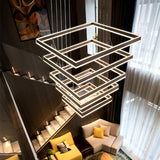 Customized Luxurious LED Modern Chandelier Large Lamp Multi-Shape Stairway Dimmable