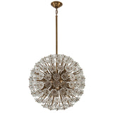 Glam Antique Pure Brass CrystalCrystal Flowers Firefly Sputnik Globe Pendant Ceiling Lighting Chandelier