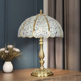 Handcrafted Tiffany Natural Shell Dome Mosaic Table Lamp