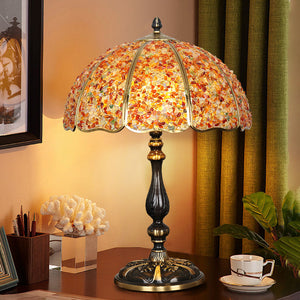 Handcrafted Tiffany Natural Shell Dome Mosaic Table Lamp