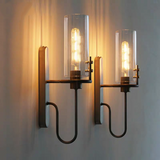 Black Corrugated Glass Metal Wall Lamps Sconces Light