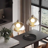 Modern Miller Art Deco Beige Glass Pendant Light