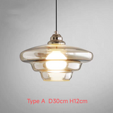 Modern Miller Art Deco Beige Glass Pendant Light