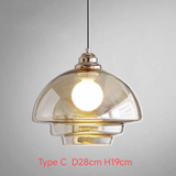 Modern Miller Art Deco Beige Glass Pendant Light