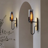 Black Corrugated Glass Metal Wall Lamps Sconces Light