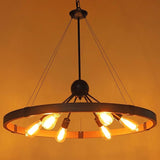 Industrial Rustic Light Fixture Farmhouse Wagon Wheel Chandelier Round Chandeliers