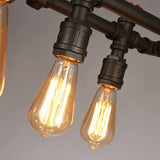 Industrial Style Pendant Light Retro Vintage 4 Lamp Holders Metallic Island Light Red Valve Decoration Hanging Lamp Pipe