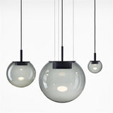 LED Gray Glass Globe Ball Pendant Lamp