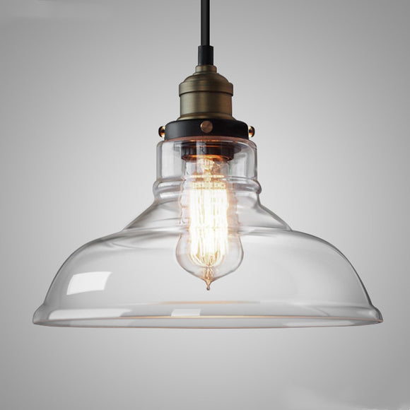 Loft Style Hat-Shaped Glass Hanging Pendant Light