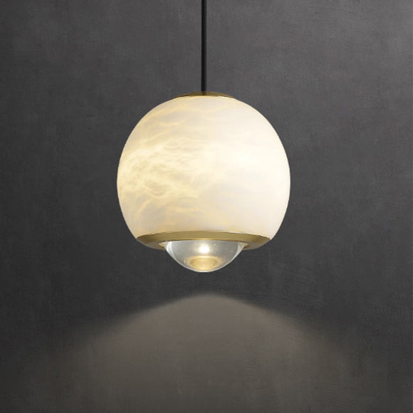 Luxury Copper  Marble Spherical LED Pendant Lighting Minimalist Style