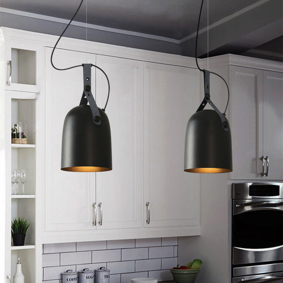 Minimalist Dome Pendant Lights with Leather Straps Adjustable Chandelier