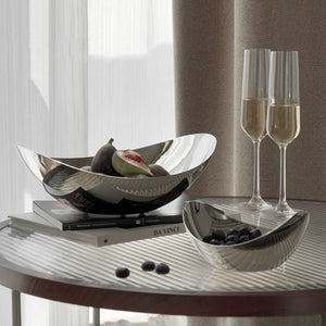 Mirrored Stainless Steel Centerpiece Bowls, Modern Table Decor