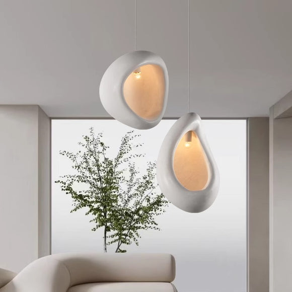 Modern Artisan Design Biomorphic Polystyrene Pendant Lights Pod-like Shape