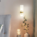 Modern Brass Wall Sconce with Frosted Glass Shades