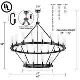 Modern Farmhouse Light Double Layer Glass LED Wagon Wheel Chandelier