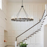 Modern Farmhouse Light Glass LED Wagon Wheel Chandelier