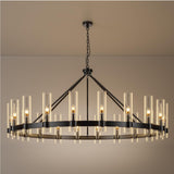 Modern Farmhouse Light Glass LED Wagon Wheel Chandelier