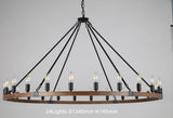 Rustic Wood Metal Chandelier 15/18/24-Light Vintage Bulbs Grand Farmhouse