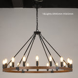 Rustic Wood Metal Chandelier 15/18/24-Light Vintage Bulbs Grand Farmhouse