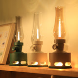 Vintage LED Oil Lamps Lantern Table Lamp 10-Way Dimmable Night Light Flameless Kerosene Oil Lantern BlowTilt Off