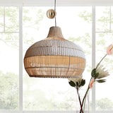 Wicker Rattan Basket Pendant Lighting Fixture Adjustable Cord Hanging Lamp