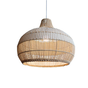 Wicker Rattan Basket Pendant Lighting Fixture Adjustable Cord Hanging Lamp