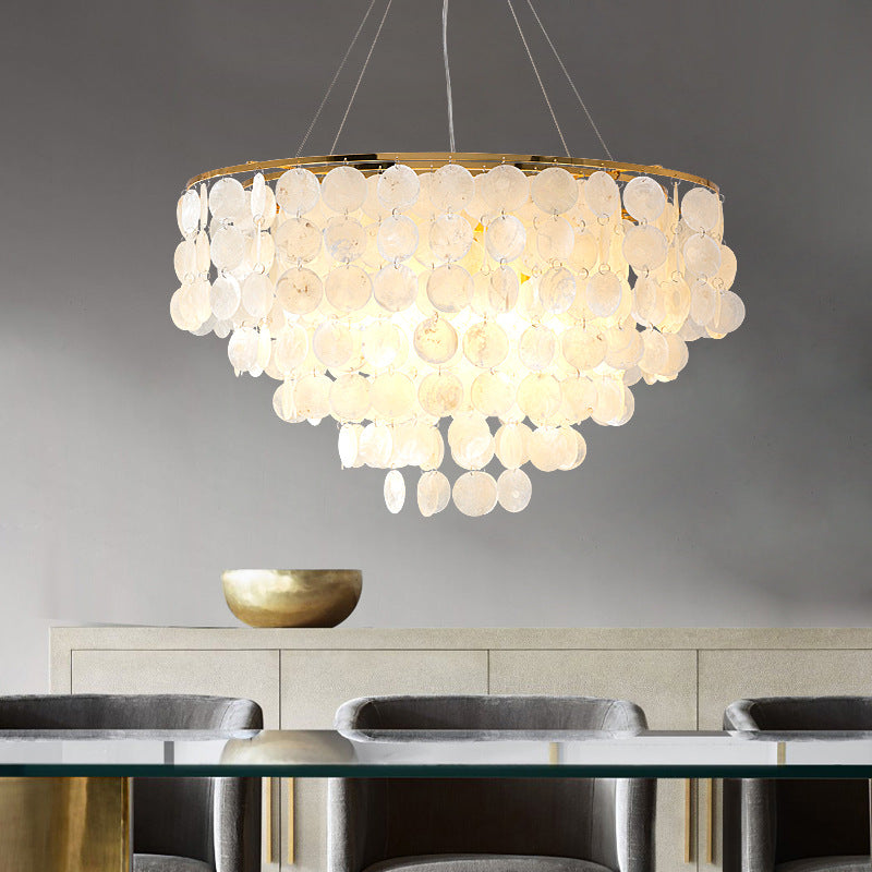 D60cm LED Shell Pendant Light Modern Nordic Gold Chandelier Metal ...