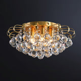 3/5 lights Solid Brass Crystal Ceiling Lamp Modern Simple Chandeliers Flush Mount E12/E14 Fixtures Round Gold