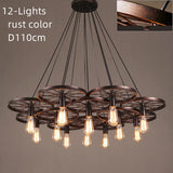 6-12 Iron Rings Cluster Chandelier Down-light American Neoclassic Pendant lights