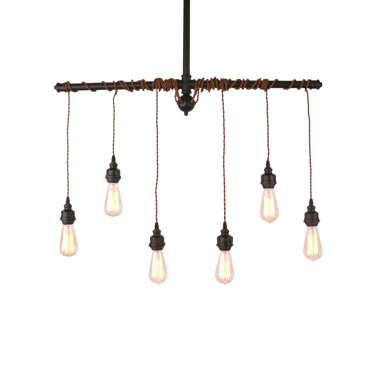6-Lights Rustic Industrial Black | heparts Metal Hanging E26/E27 Pendant Light