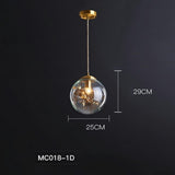 Modern Pure Copper Glass Dining Room Bedroom Pendant Light Luxury Nordic Lamps