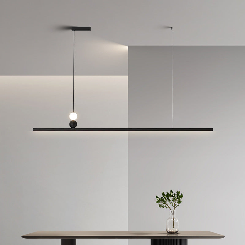 Minimalist Strip Rectangular Diner LED Suspension Lamp Metal Minimalist ...