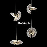 Modern Rotatable Pendant Lamp Chandelier Metal+Acrylic Hanging Fixture Bedside Living Room Bedroom Indoor Lighting Home Decor